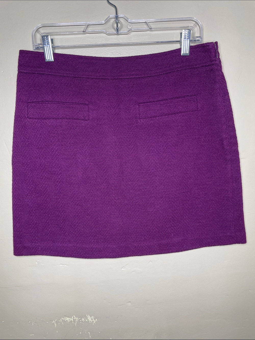 LOFT Purple Tweed Parisian Ivy League Elegance Student Chic Mini Shift Skirt 8